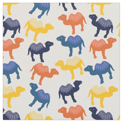 Cute Colorful Cartoon Camels Pattern Fabric