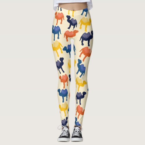 Cute Colorful Cartoon Camels Pattern Leggings