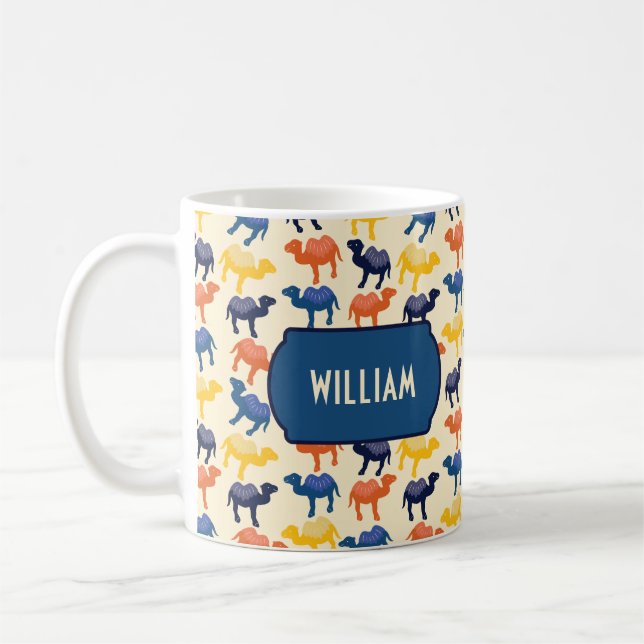 Cute Colorful Cartoon Camels Pattern Personalized Coffee Mug (Left)