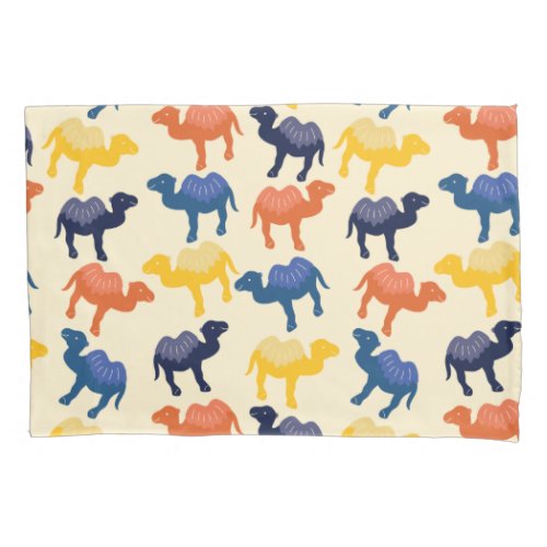 Cute Colorful Cartoon Camels Pattern Pillow Case