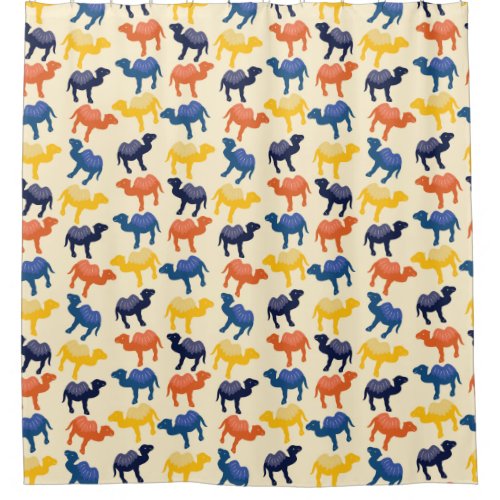 Cute Colorful Cartoon Camels Pattern Shower Curtain