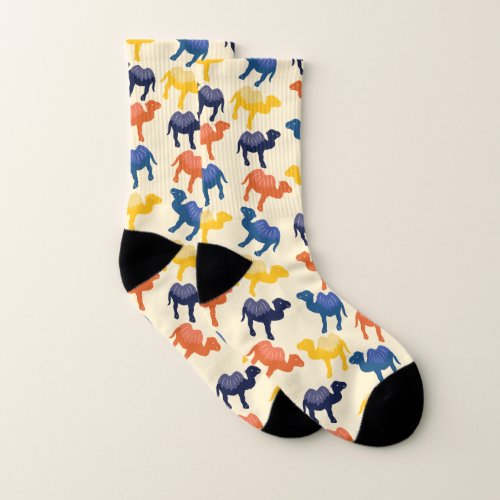 Cute Colorful Cartoon Camels Pattern Socks