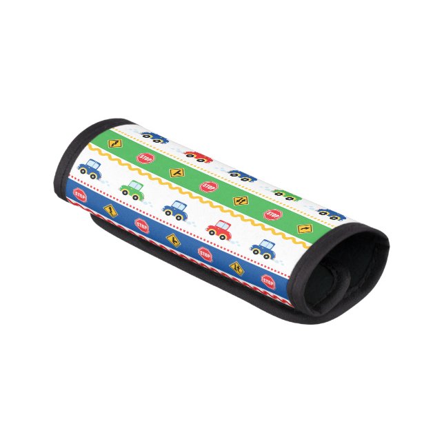 Cute Colorful Cartoon Cars Luggage Handle Wrap (Angled)