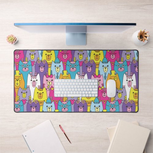 Cute Colorful Cartoon Cats Desk Mat