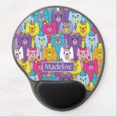 Cute Colorful Cartoon Cats Pattern Add Name Gel Mouse Pad (Front)