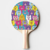 Cute Colorful Cartoon Cats Pattern Add Name Ping Pong Paddle (Back)