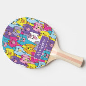 Cute Colorful Cartoon Cats Pattern Add Name Ping Pong Paddle (Side)