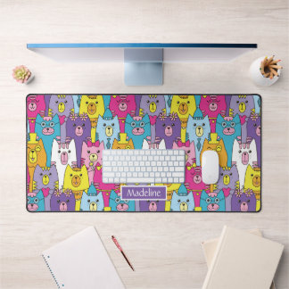 Cute Colorful Cartoon Cats Pattern Personalized Desk Mat