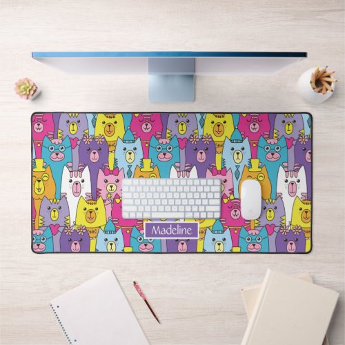 Cute Colorful Cartoon Cats Pattern Personalized Desk Mat