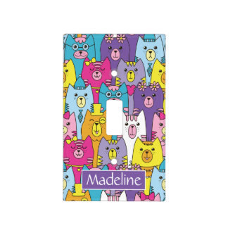 Cute Colorful Cartoon Cats Pattern Personalized Light Switch Cover