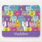 Cute Colorful Cartoon Cats Pattern Personalized Mouse Pad (Front)