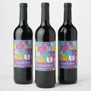 Cute Cat Wine & Champagne Labels | Zazzle