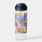 Cute Colorful Cartoon Cats Personalize  Water Bottle (Back)