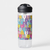 Cute Colorful Cartoon Cats Personalize  Water Bottle (Front)