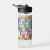 Cute Colorful Cartoon Cats Personalize  Water Bottle (Right)