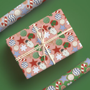 Cute Colorful Cartoon Christmas Sugar Cookie Wrapping Paper Sheets