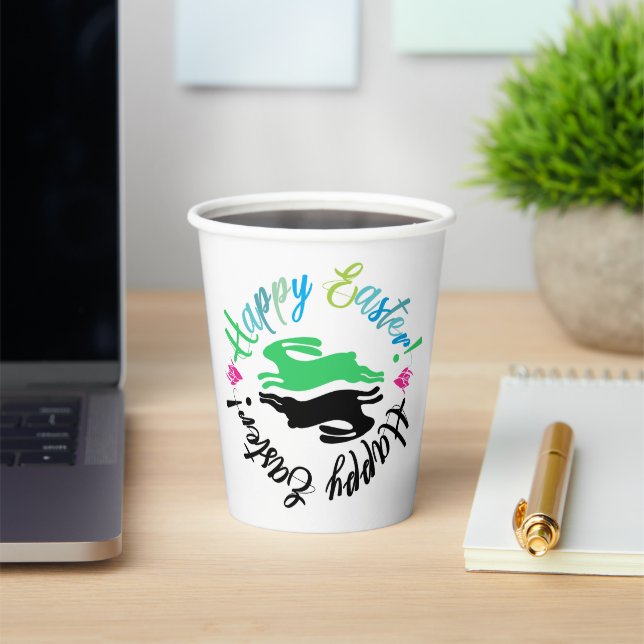 Cute Colorful Cartoon Easter Bunnies Paper Cups (Insitu)