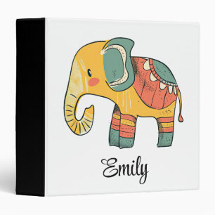 Cute colorful cartoon elephant decoration 3 ring binder
