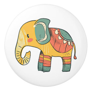 Cute colorful cartoon elephant decoration ceramic knob