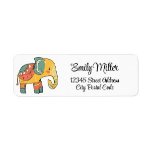 Cute colorful cartoon elephant decoration label