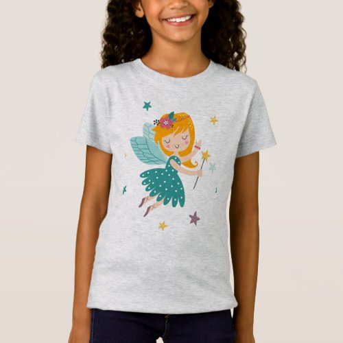 Cute colorful cartoon fairy girly design T_Shirt