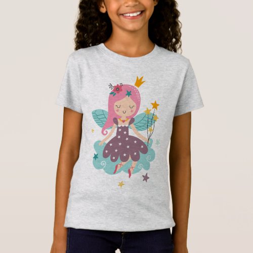 Cute colorful cartoon fairy two girly design T_Shirt