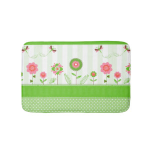 Cute Colorful Cartoon Flowers & Butterfly's Bath Mat
