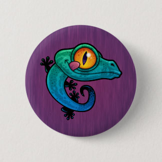 Cute Colorful Cartoon Gecko Button
