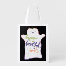 Cute Colorful Cartoon Ghost with Text