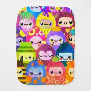 Cute Colorful Cartoon People Characters Baby Burp Cloth