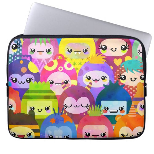 Cute Colorful Cartoon People Characters Laptop Sleeve