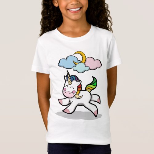 Cute Colorful Cartoon Rainbow Tail Kawaii Unicorn T_Shirt
