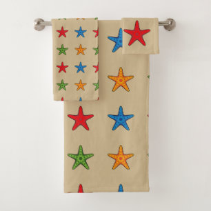 Cute Colorful Cartoon Starfish Set
