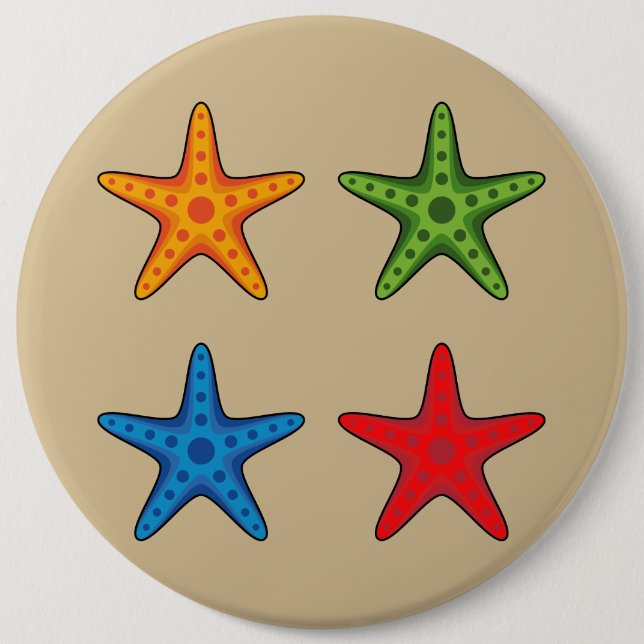 Cute Colorful Cartoon Starfish Set Button (Front)