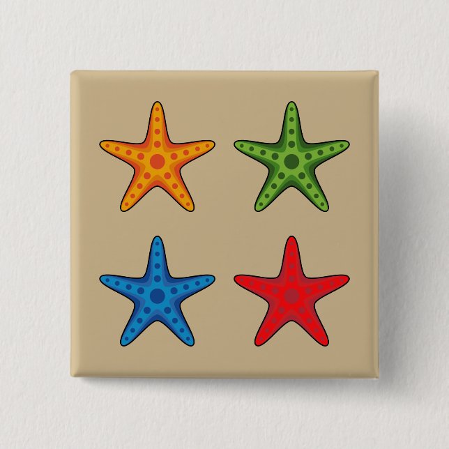 Cute Colorful Cartoon Starfish Set Button (Front)