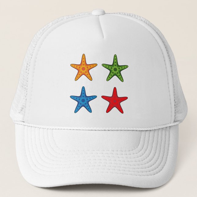 Cute Colorful Cartoon Starfish Set Trucker Hat (Front)