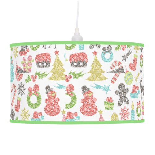 Cute Colorful Cartoon Style Christmas Symbols Ceiling Lamp