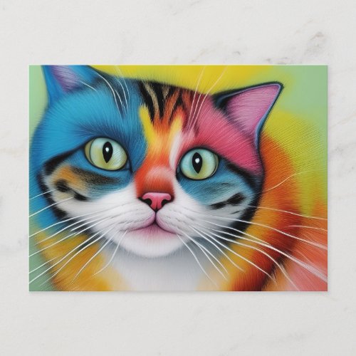 Cute Colorful Cat _ Animal Postcard