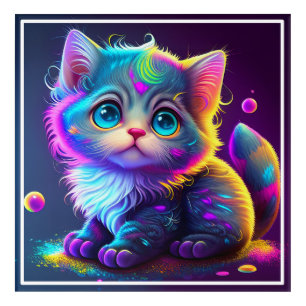 Cute Colorful Cat Digital Artwork-79827 Acrylic Print