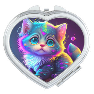 Cute Colorful Cat Digital Artwork-79827 Compact Mirror