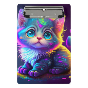 Cute Colorful Cat Digital Artwork-79827 Mini Clipboard