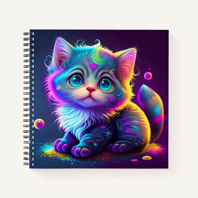 Cute Colorful Cat Digital Artwork-79827 Notebook (Front)