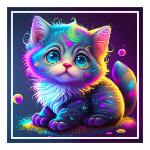 Cute Colorful Cat Digital Artwork-79827 Photo Print