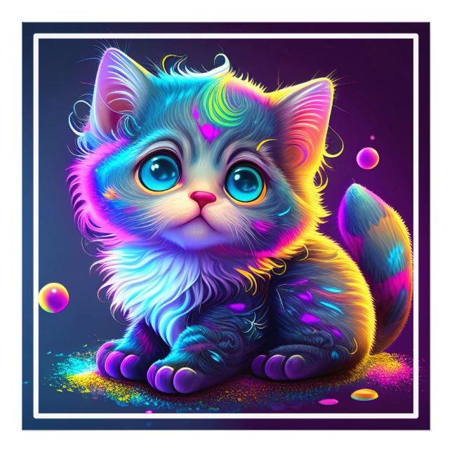 Cute Colorful Cat Digital Artwork-79827 Photo Print (Front)