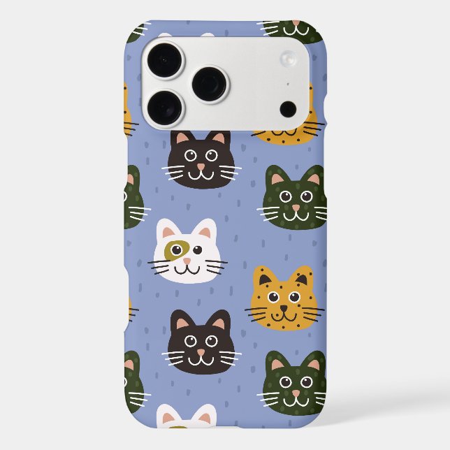 Cute Colorful Cat Faces Pattern Iphone Case (Back)