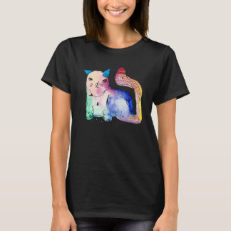 Cute Colorful Cat For Cat Multicolor Design T-Shirt