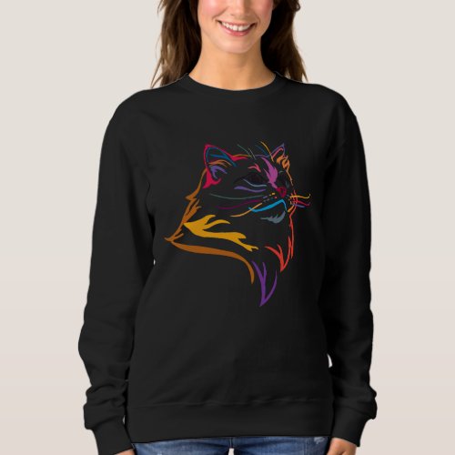 Cute Colorful Cat for Cat  multicolor Sweatshirt