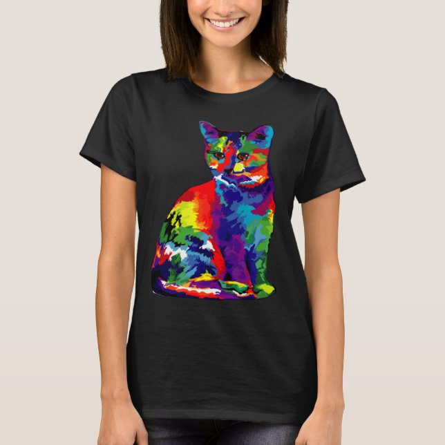 Cute Colorful Cat for Cat Pop T-Shirt (Front)