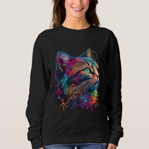 Cute colorful Cat for kitten  Colorful Kitty  4 Sweatshirt