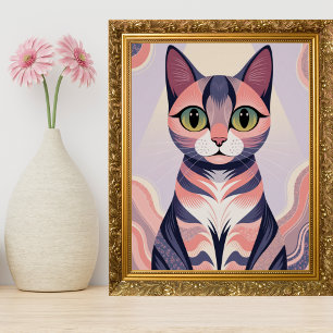 Cute Colorful Cat, Fun Chic, Pet Poster
